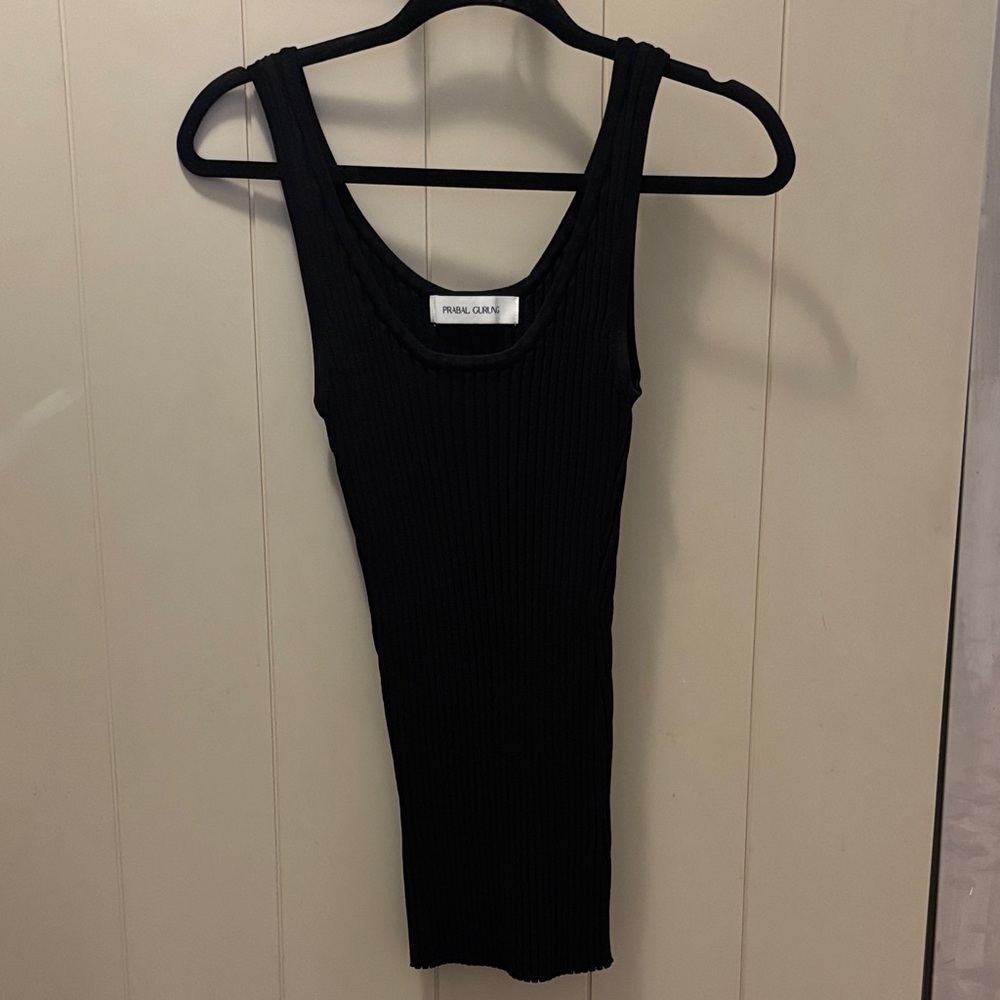 Prabal Gurung Black Ribbed Knit Tanktop